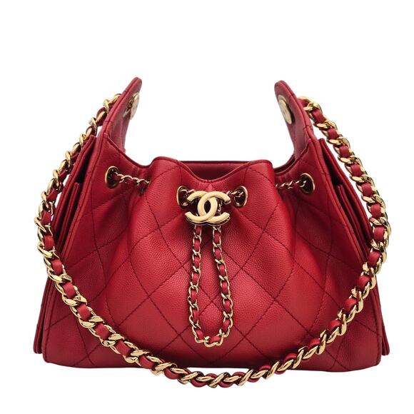 CHANEL Handbags - Chanel 25 Mini Red Caviar Shoulder Bag